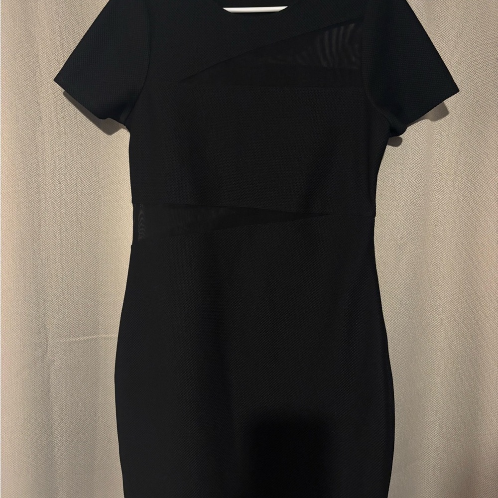 Mini Black Dress with Mesh detailing and side zipper